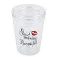 thumbnail image 4 of Juego de vasos de vidrio resistentes al calor con diseño transparente impreso en inglés para leche, café, jugo y agua, completo con tapa con pajita, 4 of 8