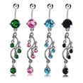 thumbnail image 2 of 14G Stainless Steel Cascading CZ Vine Dangling Belly Button Ring, 2 of 4