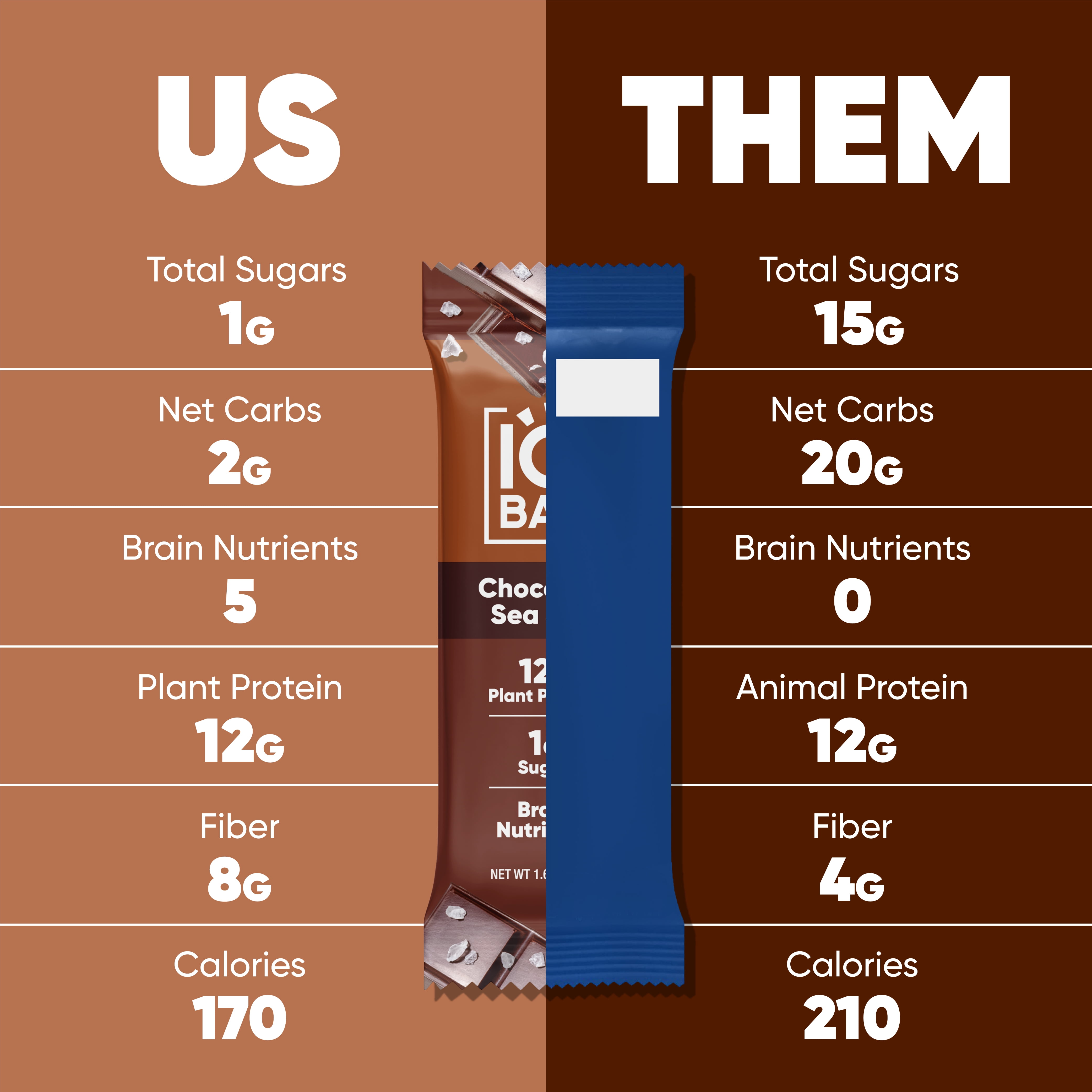 IQBAR Clean Plant Protein Bars - Chocolate Sea Salt - 12 Count - Keto, Vegan, High Fiber, Gluten and Dairy Free, Low Sugar Snack