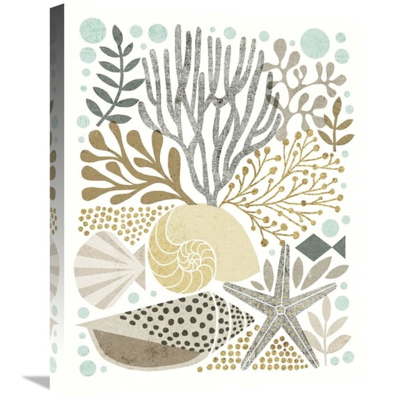 Global Gallery's 'Under Sea Treasures VI Gold Neutral' By Michael Mullan Stretched Canvas Wall Art