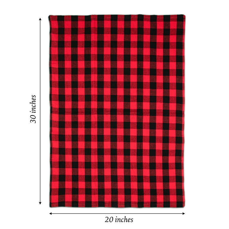 Arkwright 6 Pack of Buffalo Plaid Kitchen Towels - 20 x 30 - Red