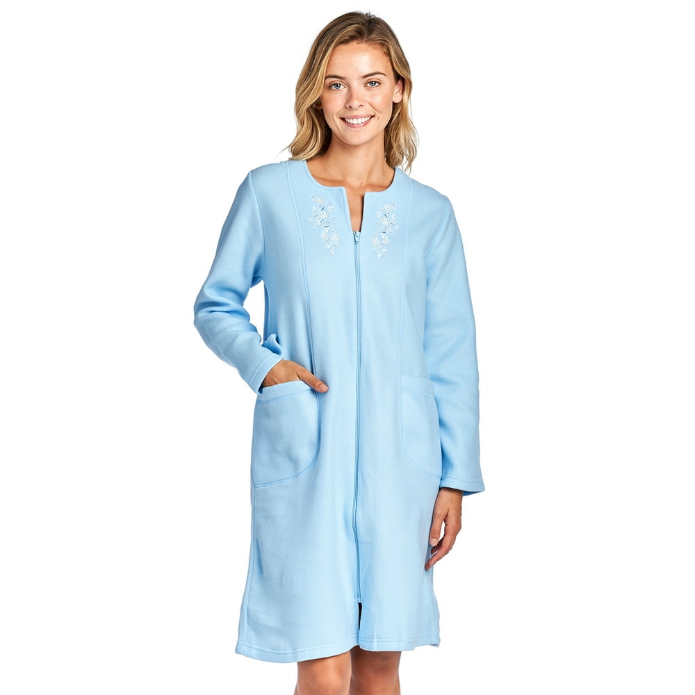 Casual Nights - Casual Nights Women's Long Sleeve Zip Up Front Short