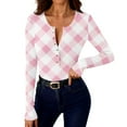 thumbnail image 6 of FDGIU Women’s Long Sleeve Henley Neck Shirt - Slim Fitted Ribbed Top for Going Out & Work Casual, 6 of 7