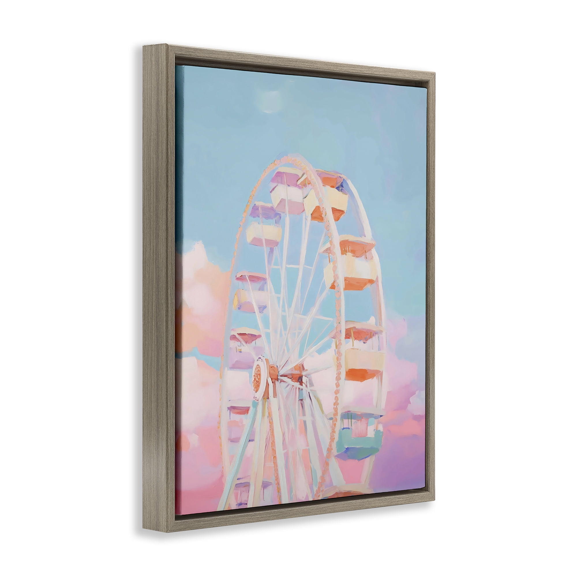 Stupell Industries Ferris Wheel & Cotton Candy Sky Brown Framed Floater Canvas Wall Art, design by The Prints Vibe