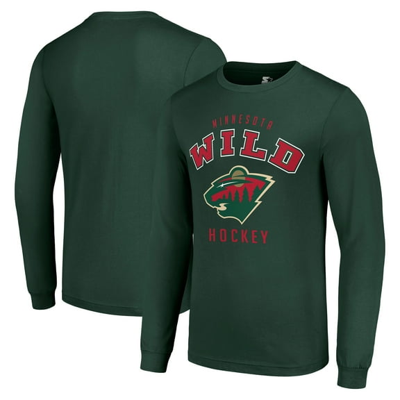 Men's Starter Military Green Minnesota Wild Logo Long Sleeve T-Shirt