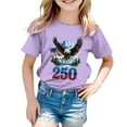 thumbnail image 4 of mgoYE Girls Boy's 4th of July Independence Day T-Shirt Summer 1776 USA America Memorial Day Graphic Tees Tops 250th Anniversary USA Flag Shirt Girls(Purple,5-6 Years), 4 of 5