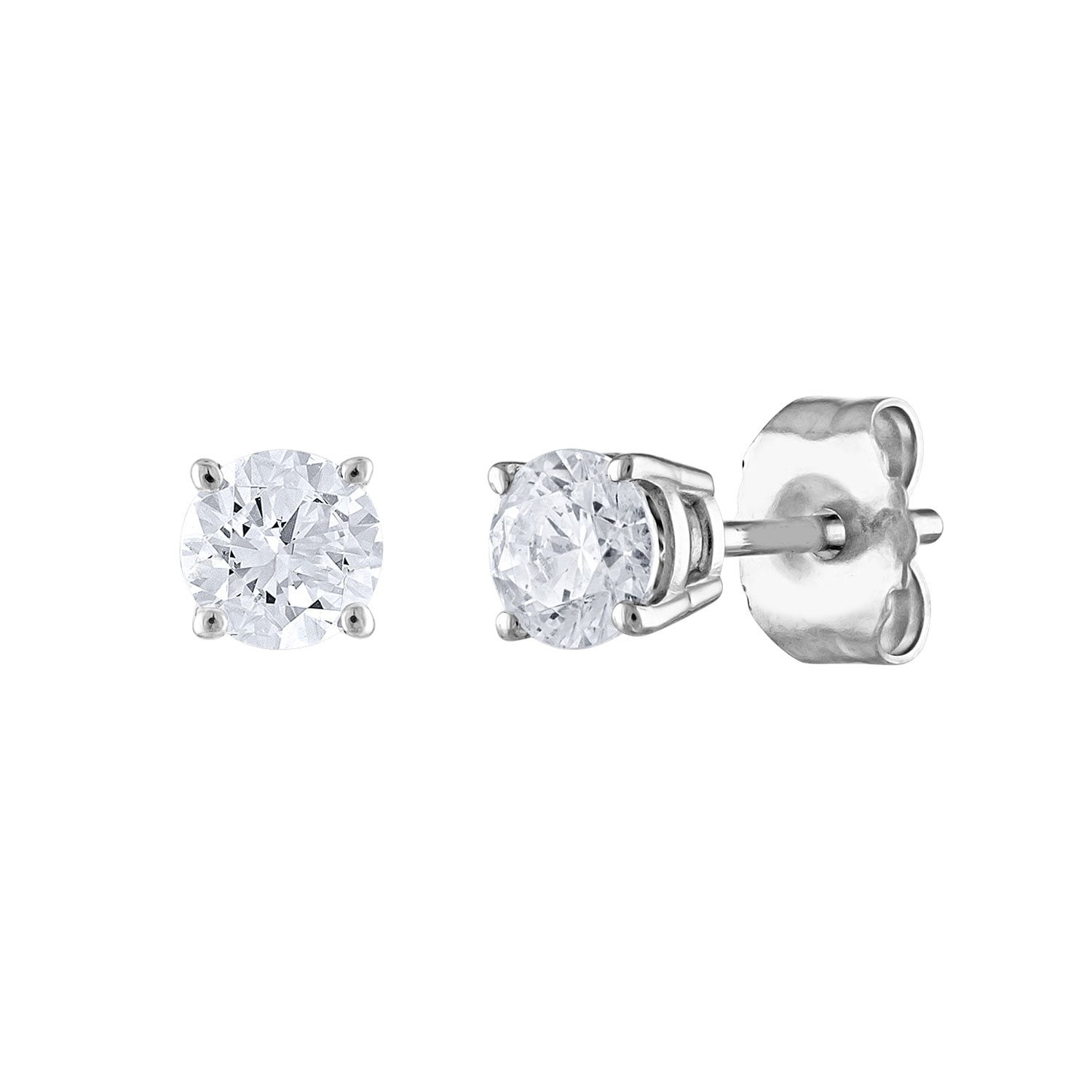 0.47 CT. T.W. Princess Cut Solitaire Diamond Stud Earrings