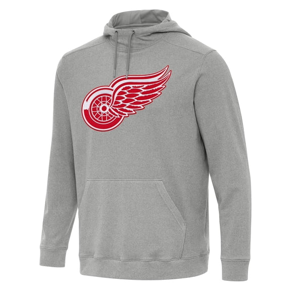 Men's Antigua Heather Gray Detroit Red Wings Cloud Pullover Hoodie