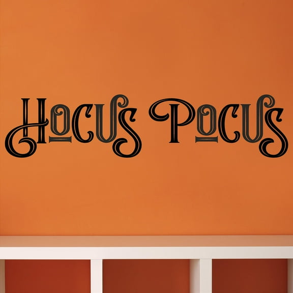 Hocus Pocus (hollow) Halloween Decals Vinyl Lettering Witch Wall Decal Size: 8"H x 36"L - Color: Black