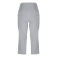 thumbnail image 5 of Capri Pants for Women High Waist Cropped Yoga Pants Straight Leg Athletic Workout Leggings with Pockets Light Gray M, 5 of 6