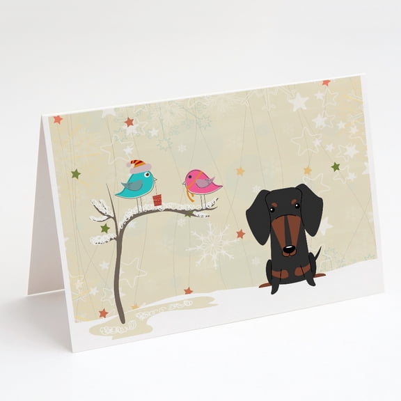 Christmas Presents between Friends Dachshund - Black and Tan Greeting Cards and Envelopes Pack of 8
