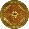 thumbnail image 1 of Ahgly Company Machine Washable Indoor Round Persian Yellow Traditional Area Rugs, 6' Round, 1 of 4