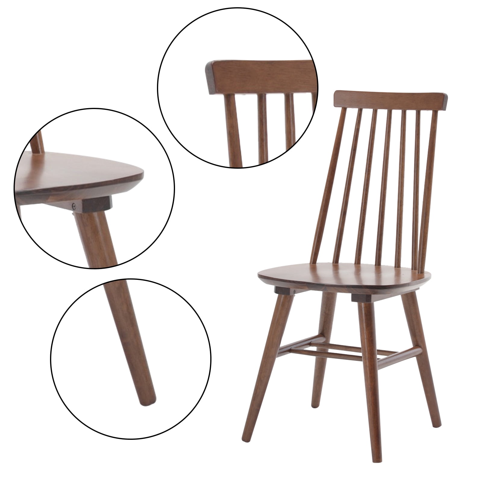 Duhome Elegant Lifestyle Dining Chairs Set of 2, Wood Dining Room Chairs Slat Spindle Back Kitchen Room Chair Windsor Chairs, Brown