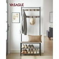 thumbnail image 4 of Coat Rack Hall Tree with Shoe Storage Bench Entryway Bench with Shoe Storage for Entryway Greige and Black, 4 of 8