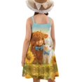 thumbnail image 2 of Uourmeti Girls Dresses Sleeveless Summer Causal Swing Sundress for Girls Highland Cattle Print Midi Tank Swing Tiered Dress 3-4t Cartoon Princess Skater, 2 of 7