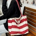 thumbnail image 4 of CHUMUD Striped Canvas Tote Handbag for Women Vertical Stripe Large Capacity Shoulder Bag for Shopping Travel, 4 of 7
