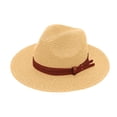 thumbnail image 2 of HONHUZH Summer Hats Womens Wide Brim Sun Hat With Leather Belt Foldable Beach Travel Hat, 2 of 7