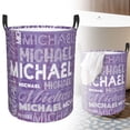 thumbnail image 2 of Laundry Basket Personalized Laundry Hamper for Bathroom Bedrooms Dirty Clothes Hamper Storage Basket for Kids Boys Girls Baby Men Women, A Purple Fabric Dirty Clothes Storage Basket, 2 of 9