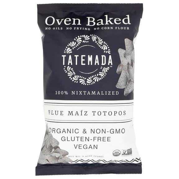 Pack of 6, Tatemada Oven Baked Blue Maíz Totopos, 8.81 oz
