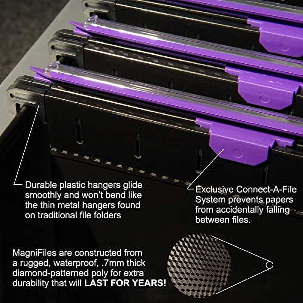 Ultimate Office MagniFile™ Hanging File Folders V Base Letter Size with 11 inch Magnified Indexes That Double The Size of Your File Titles to Find Files Fast. (Set of 10 Assorted)