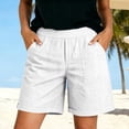 thumbnail image 2 of Bermuda Linen Shorts for Women High Waisted Casual Yoga Shorts Loose Summer Shorts with Pockets, L, 2 of 5