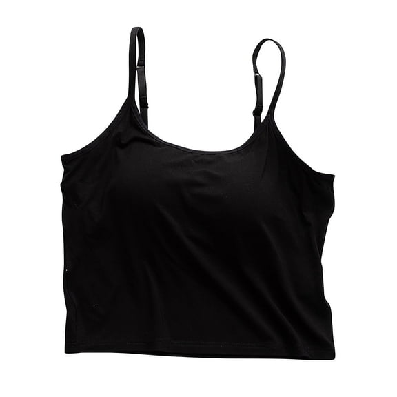HaoXianJian Tank Tops for Women Spaghetti Strap Crop Tank Top Crew Neck Camisole Top Casual Shirts Going Out Summer Top Summer 2025 Clothes with Built in Bra for Workout Yoga S-3X