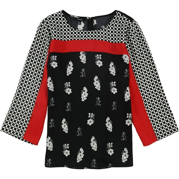 Alfani Womens Split Sleeve Pullover Blouse, Black, Small