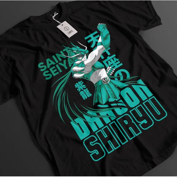 RARE Saint Seiya Shirt Shiryu Tshirt Hyoga T-Shirt Shun Top Ikku Anime Graphic Tee