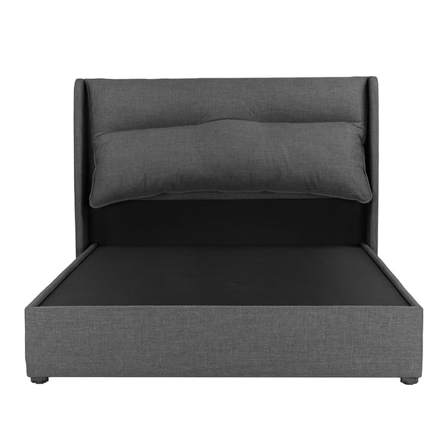 Cabecera Rogga Matrimonial Becca + Box Base Cama Gris Acero