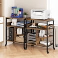 thumbnail image 4 of Ourlova Printer Stand Large Printer Table with Power Outlets and USB Ports Mobile Printer Stand 4 Tier Rolling Printer Cart with Wheels for Desktop CPU Home Office Living Room Rustic Brown, 4 of 7