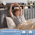 thumbnail image 4 of EnHomee Upholstered Full Size Bed Frame with Headboard and Storage, Sturdy Full Bed Frame with 3 Drawers, No Noise, Grey, 4 of 8