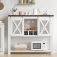thumbnail image 1 of 46.5" Coffee Bar Cabinet with Sliding Barn Doors, Stemware Rack & 9-Bottle Wine Storage for Kitchen & Dining Room, 1 of 8