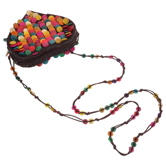 COOPHYA Bohemian Ethnic Coconut Shell Crossbody Bag Handwoven Beaded Sling Purse for Everyday Use