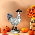 thumbnail image 4 of Litrail Thanksgiving Cowb-oy Rooster Statue, Handcrafted Black Resin Western Farm Animal Decor for Halloween & Home, 4 of 6