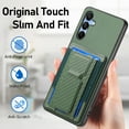 thumbnail image 6 of SaniMore for Samsung Galaxy A15 Case, PU Leather Carbon Fibre Anti-scratch Adjustable Stand Card Slots [RFID Blocking] Shockproof Anti-fall Anti-fingerprint Wallet Shell for Men Women, Green, 6 of 10