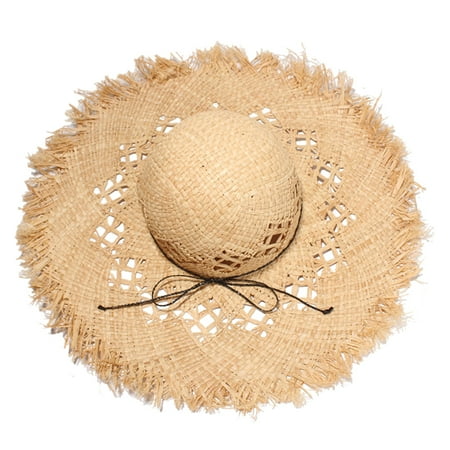 Uonlytech Women s Casual Handmade Paper Straw Hat Wide Brim Hat UV Protection Summer Sun Hats Beach