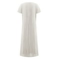thumbnail image 5 of B91xZ Robes Printemps Été Grande Taille Bouton avant Manches Courtes Col en V Taille Haute Robe Décontractée, Beige TTTG, 5 of 5