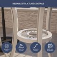 thumbnail image 4 of BELLEZE White Cast 3 Piece Bistro Outdoor Patio Set Leaf Design Weather Resistant Round Table 2 Chairs Garden Furniture, 4 of 5