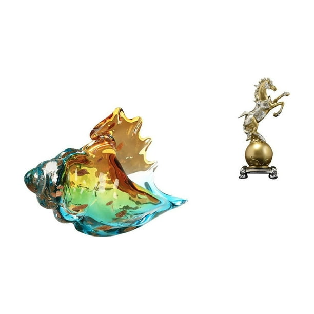 Elegante Figura De Caballito De Mar De Resina Con Forma De Caracol De Cristal, Decoración Artística, Adorno Artesanal Moderno Para El Hogar, La Oficina, La Sala De Estar, La Mesa, El Centro