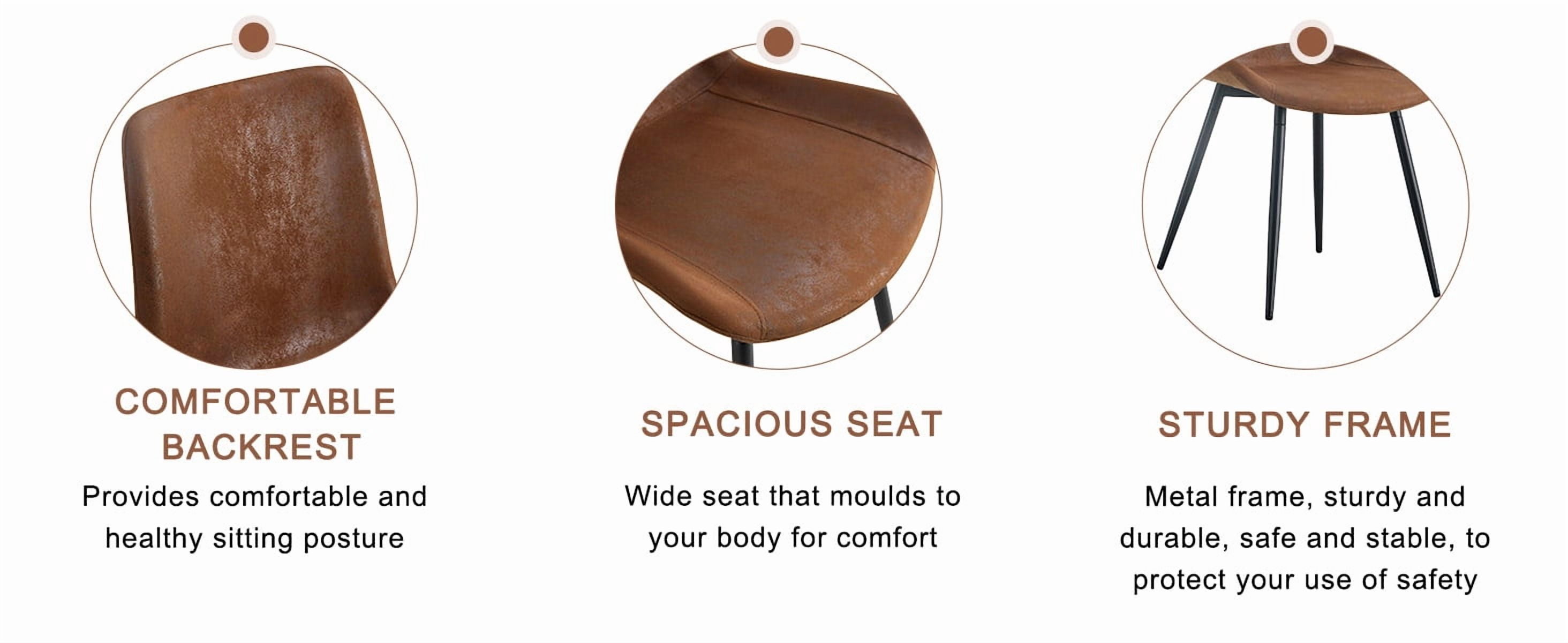 Sailvan Dining Set, 59-71 Inch Walnut MDF Table with Brown Tech-Fabric Curved Widened Cushion Chairs
