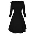 thumbnail image 2 of Fall Winter Dresses For Women, Round Neck A Line Dress 3/4 Sleeve Vintage Dress Patchwork Cocktail Dress 70 Retro Dress Long Sleeve Fancy Dress Crewneck Neck Dresss, 2 of 2