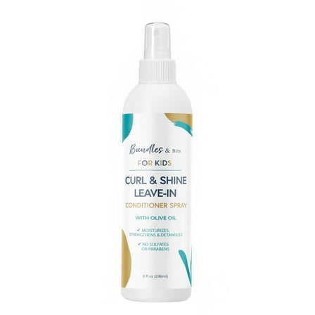 Bundles & Bits Kids Curl and Shine Detangler & Leave-In Conditioner with Aloe Vera & Olive Oil