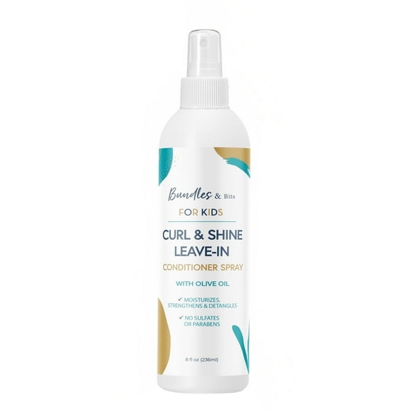Bundles & Bits Kids Curl and Shine Detangler & Leave-In Conditioner with Aloe Vera & Olive Oil
