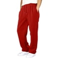 thumbnail image 7 of Nestiefly Mens Sweatpants Open Bottom Athletic Baggy Straight Leg Pants Casual Drawstring Waist Joggers with Pockets Red L, 7 of 7