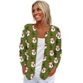 thumbnail image 6 of Women's Casual Long Sleeve Woolen Christmas Knitted Cardigan Button Down Jacket for Holiday Outfits and Cozy Wear,Army Green,L, 6 of 7