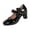 Black, variant on Patent Leather Block Heels, Bow Accent Retro Shoes, Women's Bow Mary Jane Low Block Chunky Heels Pumps Closed Round Toe Low Heels Ankle Strap Wedding Dress Evening Party Shoes, Khaki 6