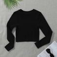 thumbnail image 2 of UVEASISHA Ribbed Knit Crop Tops for Women Slim Fit Long Sleeve Workout Shirts Crew Neck Yoga Athletic T Shirts Solid Color Casual Sporty Tees Black S, 2 of 8