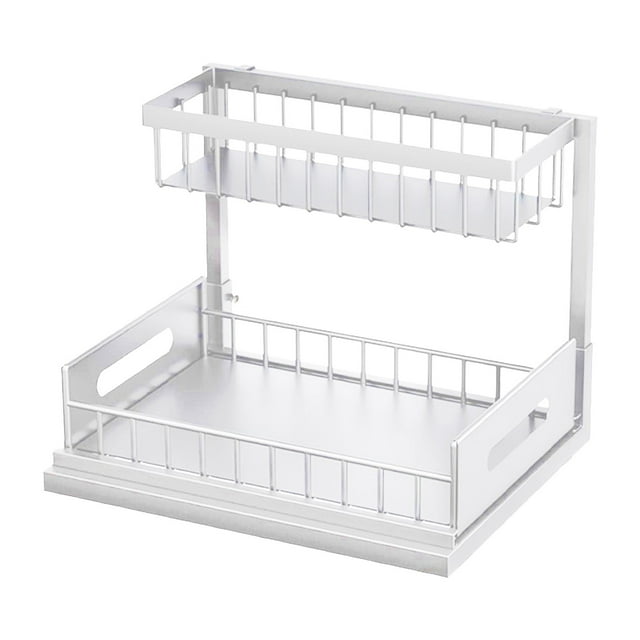 Ongmies 2-Tier Under Sink Organizer – Pull-Out Slide Shelf for Kitchen and Bathroom Cabinet Storage, Efficient Under Sink Storage Rack (1 Rack)
