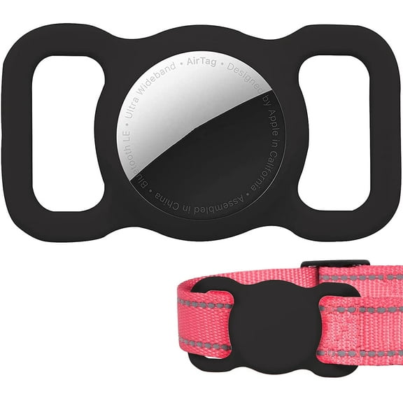 Protective Airtag Case for Dog Collar, Pet/Dog Collar Holder Case Compatible with Apple AirTag, Waterproof Airtag Loop for GPS Tracker Lightweight Soft Anti Scratch Anti Lost Black