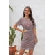 thumbnail image 3 of Vestido de cadera irregular con paquete hueco para mujer, cuello redondo, estampado a rayas, mini vestido corto, vestido estilo resort, 3 of 5